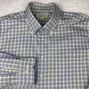 HAGEN of Carmel California Shirt Men's XXL Blue/Yellow Checks Wrinkle Resistant